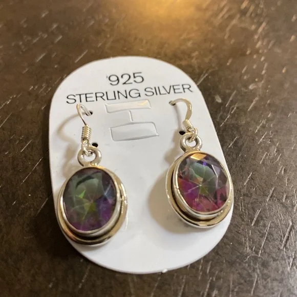 Mystic Topaz Sterling Silver Pierced Dangle earrings - Picture 2 of 2